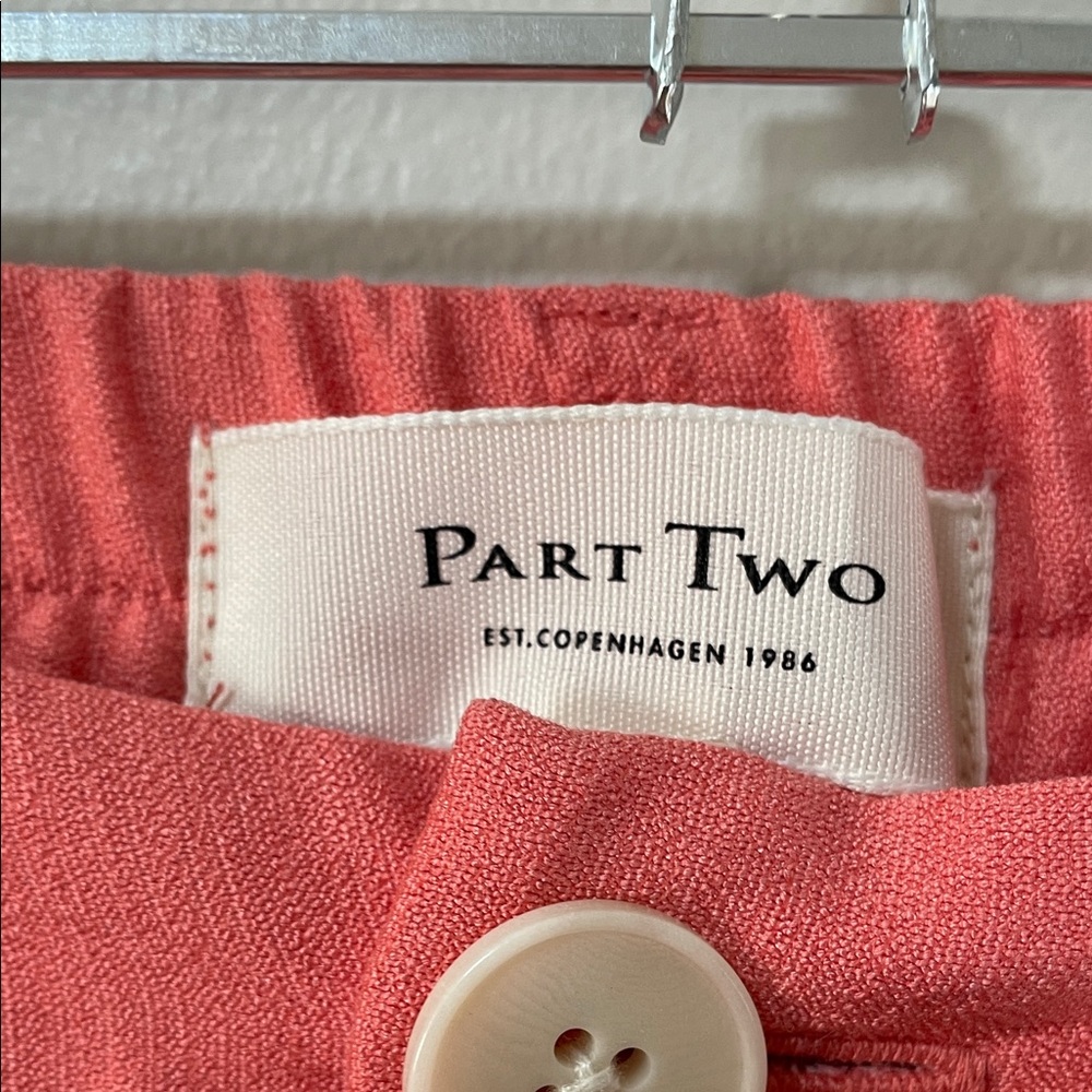 Part Two Sibille Wide-Leg Coral Pants in Porcelain Rose - Picture 3 of 15